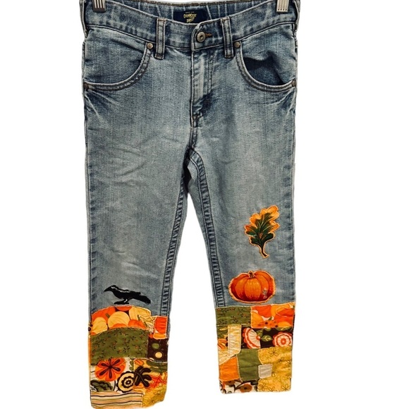 -SOLD-OshKosh Fall Pumpkin Halloween Themed Patch Handmade Custom Jean girls 7 - Picture 8 of 8